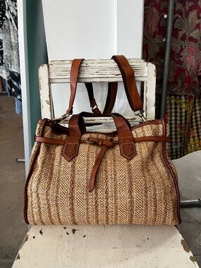 Campomaggi Leather and Woven Fiber Tote